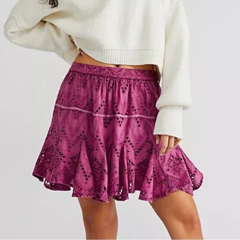 Serenity eyelet mini skirt from free people